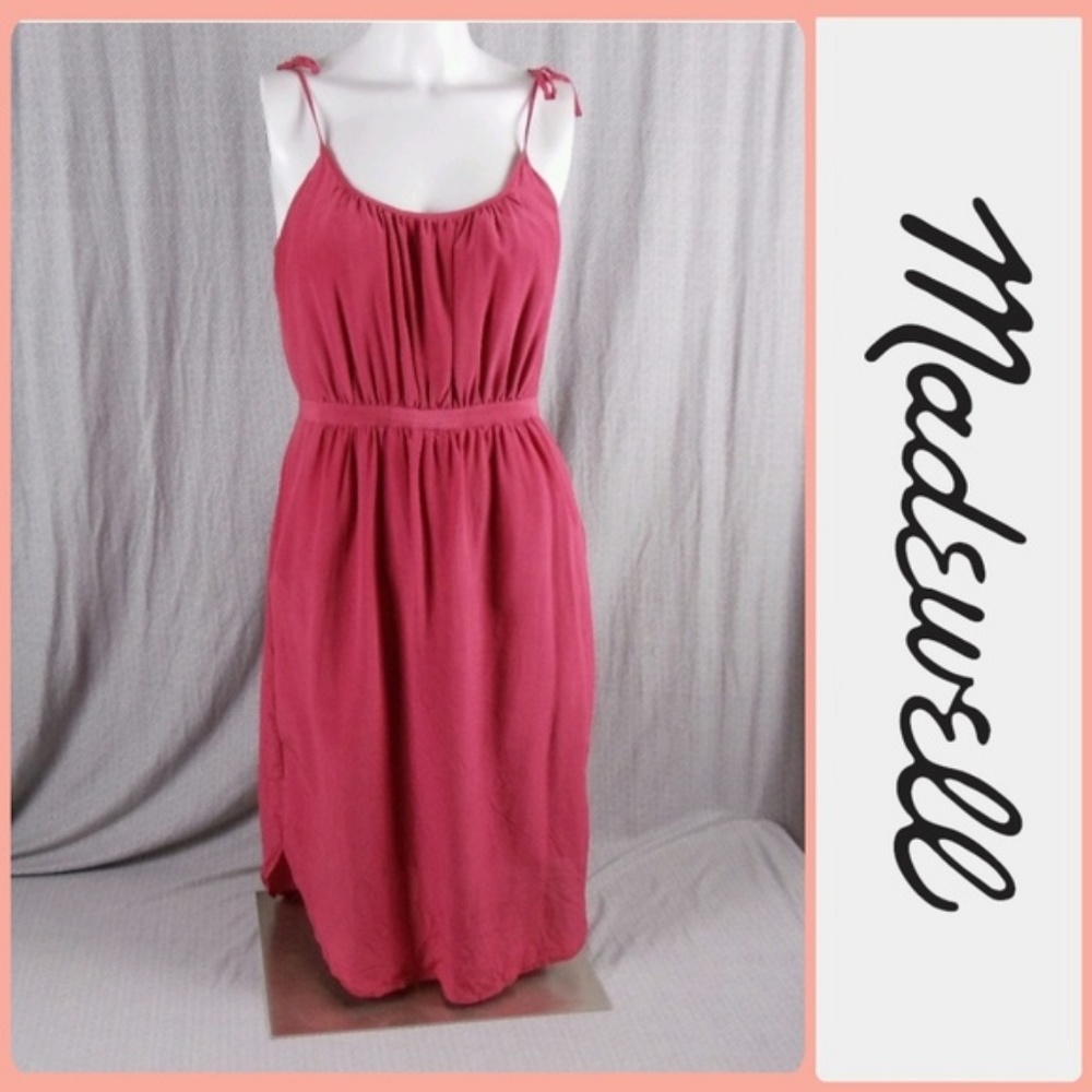 Madewell Tie Strap Silk Midi Dress